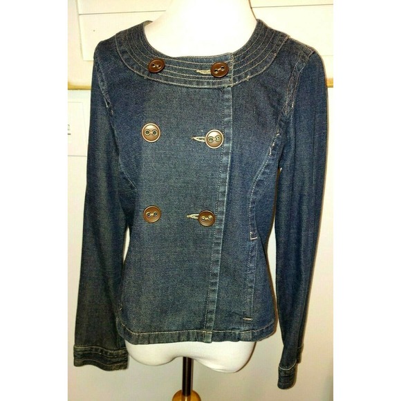 Women's Sonoma Dark Blue Denim Shirt Jacket Size Small Layering Button Up Top - Picture 1 of 8